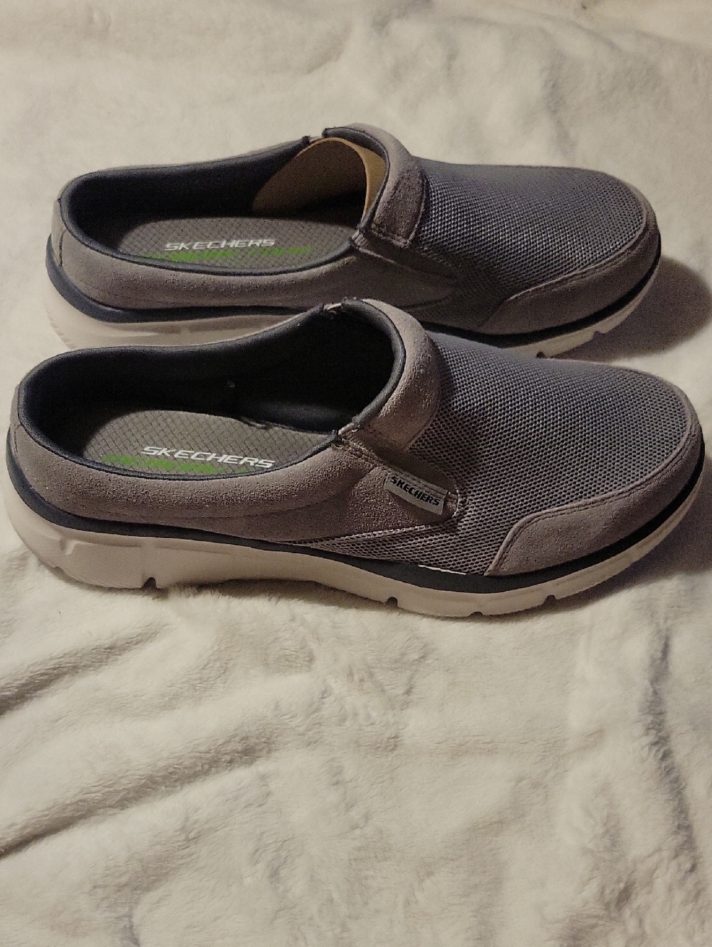 Skechers Men’s Gray Slip-On Mesh & Suede Loafers